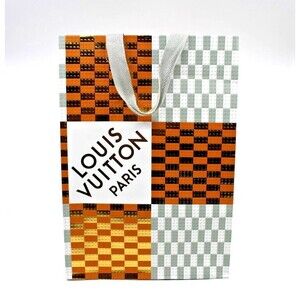 Flawless LOUIS VUITTON Gift Shopping bag Tote Gold Silver Lego 14" x 10" x 4.5"